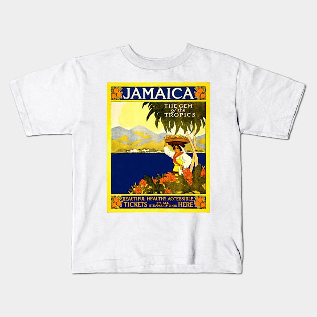 Vintage Jamaica Travel Poster Kids T-Shirt by Bugsponge